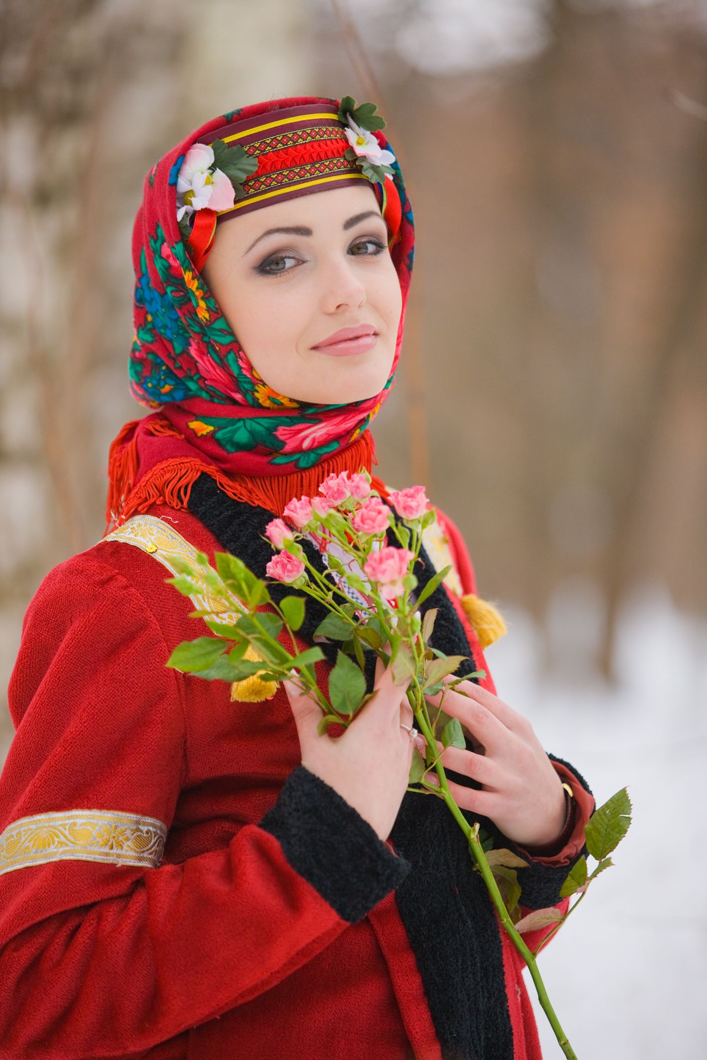 Sexy girl Girls in Slavic costumes in Sukhum